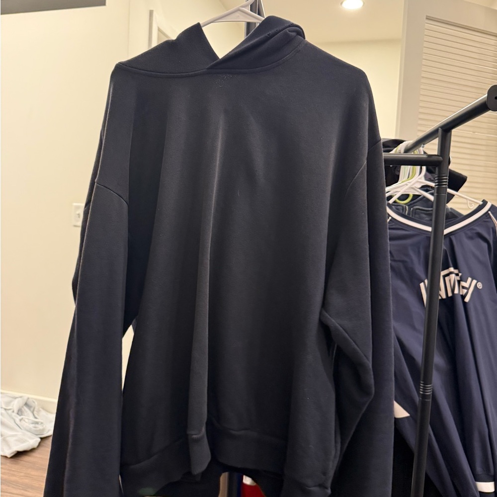 Acne Studios Dark Black Hoodie with White Embroidery